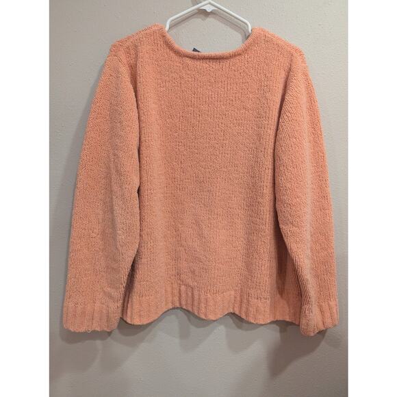 Super soft chunky knit peach colored long sleeve sweater by Crazy Horse size XL - Picture 4 of 8